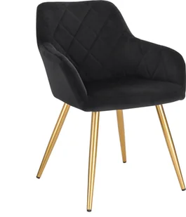 BukkitBow - Nowoczesne krzesło do jadalni - Krzesło z aksamitu - Ergonomiczne i wygodne - Wytrzymałe i stabilne - Wysokość siedziska: 47 cm - Czarny (aksamit) - Krzesła - miniaturka - grafika 1