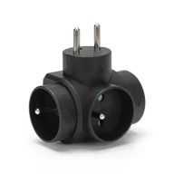 Adaptery i przejściówki - Rozgałęźnik sieciowy MONTIS MT028-BK potrójny czarny - miniaturka - grafika 1