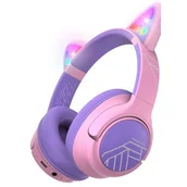Słuchawki - POWERLOCUS Bobo Kocie Uszy Fioletowo-różowy - miniaturka - grafika 1
