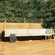 vidaXL 4-częściowa sofa do ogrodu, z poduszkami, polirattan, brązowa