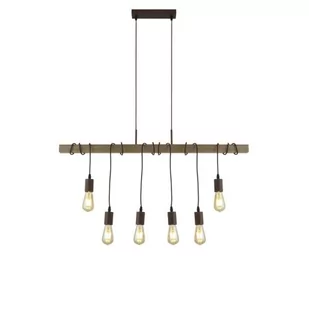 Barn lampa wisząca 6-punktowa ciemne drewno/czarna 4876-6BR - Lampy sufitowe - miniaturka - grafika 1