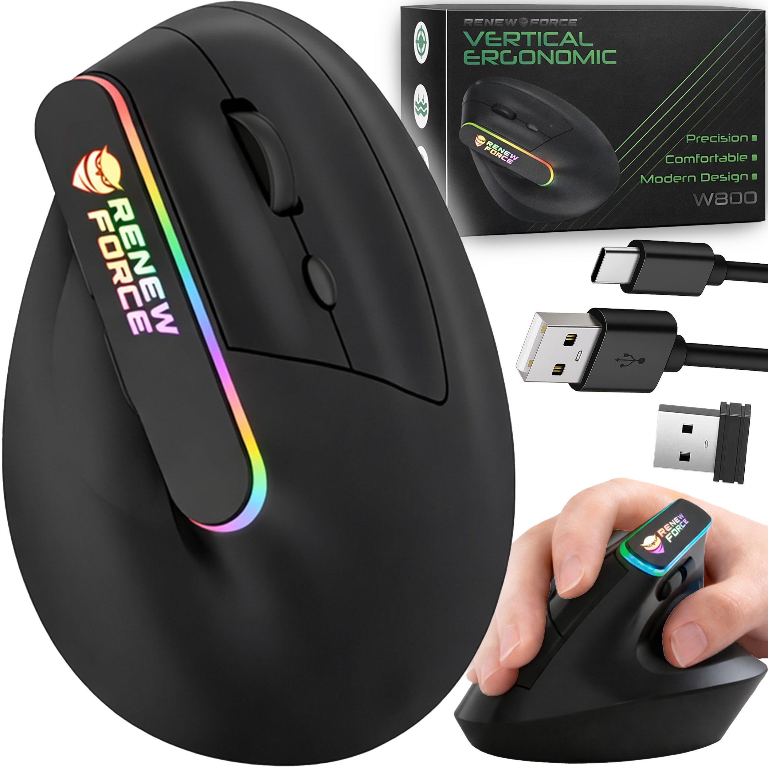 Myszka wertykalna Ergonomiczna pionowa MYSZ bezprzewodowa WiFi Bluetooth BT