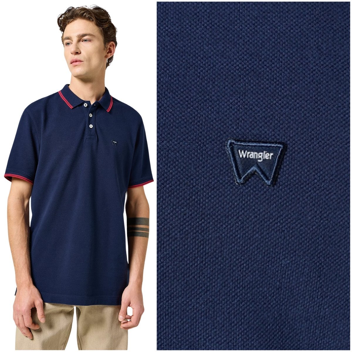 Wrangler POLO SHIRT Navy bawełniana koszulka polo męska małe logo S
