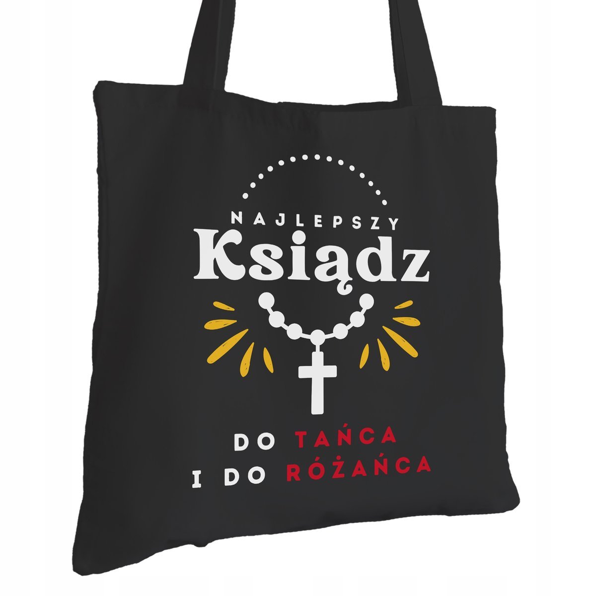 Torba Bawełniana dla Księdza Czarna Na Prezent ekologiczna Trwały Nadruk