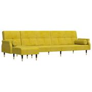 Narożniki - Sofa rozkładana L, żółta, 271x140x70 cm, aksamit Lumarko! - miniaturka - grafika 1