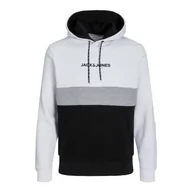 Bluzy męskie - Bestseller A/S Męska bluza z kapturem JJEREID Blocking Sweat Hood NOOS, biała, XL, biały - miniaturka - grafika 1