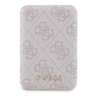 Powerbanki - Guess Powerbank indukcyjny 15W GUPB5FP4EMGP 5000mAh różowy/pink 4G Leather Metal Logo MagSafe - miniaturka - grafika 1