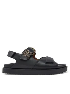 Tommy Hilfiger Sandały Leather Sporty Sandal FW0FW08799 Czarny - Sandały damskie - miniaturka - grafika 1