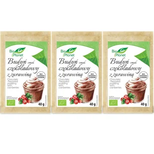 Bio Planet Budyń o smaku czekoladowym z żurawiną Zestaw 3 x 40 g Bio - żywność - Budyń - miniaturka - grafika 1