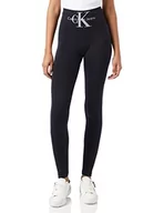 Legginsy - Calvin Klein Damskie legginsy z logo z wysokim stanem, czarny, XL - miniaturka - grafika 1