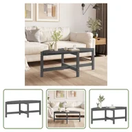 Ławy i stoliki kawowe - The Living Store stolik kawowy szary 118x63x45 cm lite drewno sosnowe - miniaturka - grafika 1