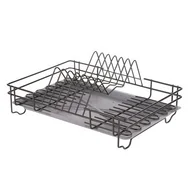 Suszarki do naczyń - Suszarka do naczyń 1-poziomowa 35 cm czarna z tacką - miniaturka - grafika 1