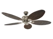 Wentylatory sufitowe - Energooszczędny wentylator sufitowy z pilotem Eco Elements 132 cm z łopatkami ze szczotkowanego chromowanego rattanu - miniaturka - grafika 1