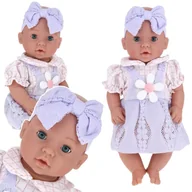 Lalki dla dziewczynek - Lalka Bobas w Sukience Laleczka Przytulanka Siedzi Zamyka Oczy 38 cm - miniaturka - grafika 1