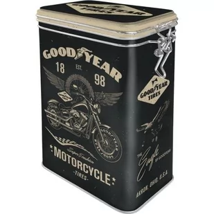 Nostalgic-Art Goodyear pojemnik na kawę w stylu retro, blaszany pojemnik z pokrywką utrzymującą aromat, pomysł na prezent dla fanów motocykli i rowerów, 1,3 l - Pojemniki kuchenne - miniaturka - grafika 1