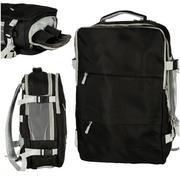 Plecaki - ﻿Plecak podróżny do samolotu wodoodporny kabel USB 45x16x28cm czarny - miniaturka - grafika 1