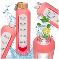 Shakery i bidony sportowe - Butelka motywacyjna szklana 1000ml bidon szczelny TRESSARI na wodę BPA FREE - miniaturka - grafika 1