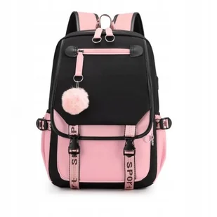 Plecak sportowy szkolny uniwersalny z brelokiem i USB PL156R - Plecaki szkolne i tornistry - miniaturka - grafika 2