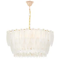 Lampy sufitowe - NOWOCZESNY ŻYRANDOL KRYSZTAŁOWY BIAŁO-ZŁOTY CAVALINI D60 - miniaturka - grafika 1