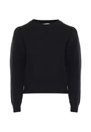 Swetry damskie - Blonda Damski sweter z dzianiny w stylu vintage z okrągłym dekoltem czarny rozmiar XS/S, czarny, XS - miniaturka - grafika 1