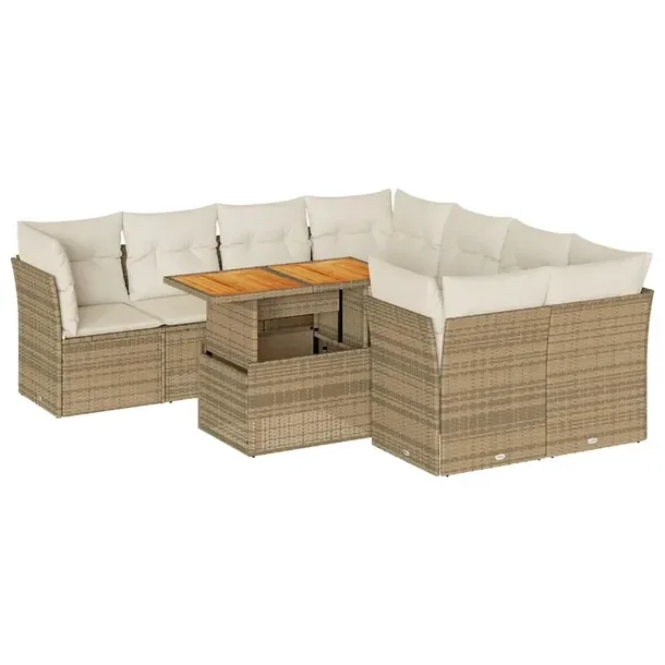 Zestaw mebli ogrodowych modułowych rattan PE beżowy, wymiary 62 x 62 x 69