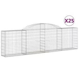 vidaXL Kosze gabionowe, 25 szt, 300x30x80/100 cm, galwanizowane żelazo - Ogrodzenia - miniaturka - grafika 3