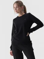 Bluzy sportowe damskie - Damska bluza dresowa nierozpinana bez kaptura 4F 4FWMM00TSWSF1469 - czarna - miniaturka - grafika 1