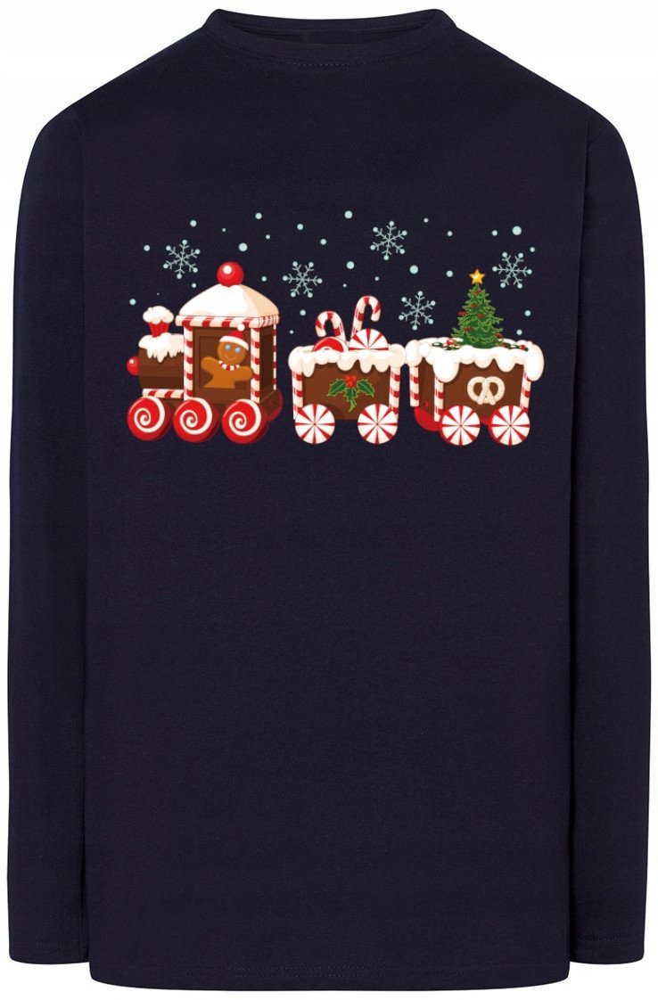 Pociąg Świąteczna bluza Modna Longsleeve r.5XL