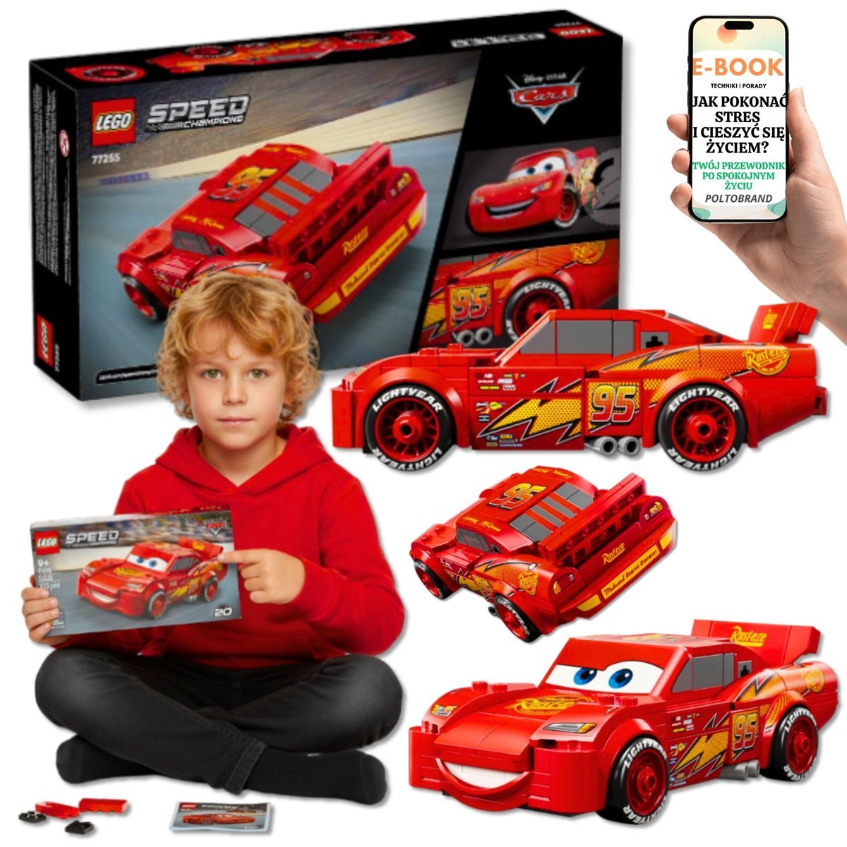 LEGO ZYGZAK MCQUEEN AUTA AUTKO SAMOCHÓD 77255 • auta pixar • Lego Prezent Autko Dla Chłopca Syna Wnuczka + EBOOK-1