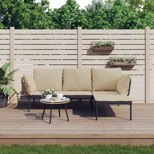 3-cz. zestaw wypoczynkowy do ogrodu, beżowe poduszki, rattan PE - Meble ogrodowe - miniaturka - grafika 1