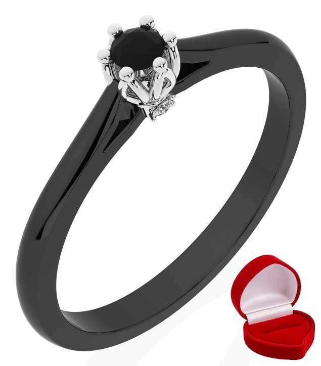 ZŁOTY PIERŚCIONEK ZARĘCZYNOWY 585 14k BRYLANT CZ. 0,06 ct CZARNE ZŁOTO R19