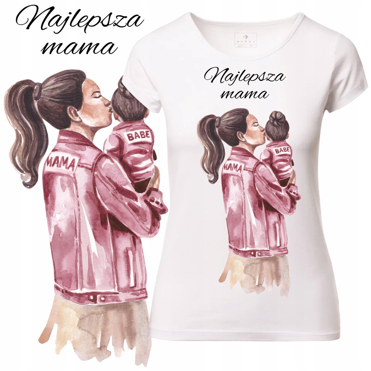 T-SHIRT DAMSKI KOSZULKA NADRUK NAJLEPSZA MAMA SUBTELNY PREZENT BAWEŁNA S