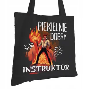 Torba Bawełniana dla Instruktora Czarna Prezent Ekologiczna Trwały Nadruk - Torby i wózki na zakupy - miniaturka - grafika 1