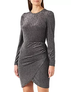 ONLY Women's ONLRICH L/S Glitter Dress JRS sukienka etui, czarna/szczegóły: srebrny metalik, L - Etui na dokumenty i karty - miniaturka - grafika 1