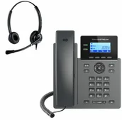 Telefonia VoIP - Telefon VoIP z słuchawką call center Grandstream GRP 2602P + Platora Pro-D - miniaturka - grafika 1