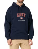 Swetry męskie - GANT Męska bluza z kapturem D.2 Retro Shield Sweat Hoodie sweter z kapturem, Evening Blue, L - miniaturka - grafika 1