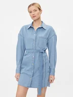 Sukienki - Tommy Jeans Sukienka jeansowa DW0DW17421 Niebieski Regular Fit - miniaturka - grafika 1
