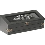 Pojemniki kuchenne - EXCELLENT HOUSWARE EXCELLENT HOUSWARE Pudełko na herbatę drewniane czarne HZ1930900-1 - miniaturka - grafika 1