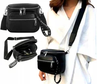 Torebki damskie - Torebka Skórzana Damska ćwieki listonoszka punk Crossbody Czarna Suwak 2w1 - miniaturka - grafika 1