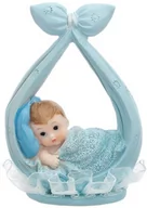 Baby shower i roczek - Figurka dziecko w błękitnej chusteczce - 11 cm - miniaturka - grafika 1