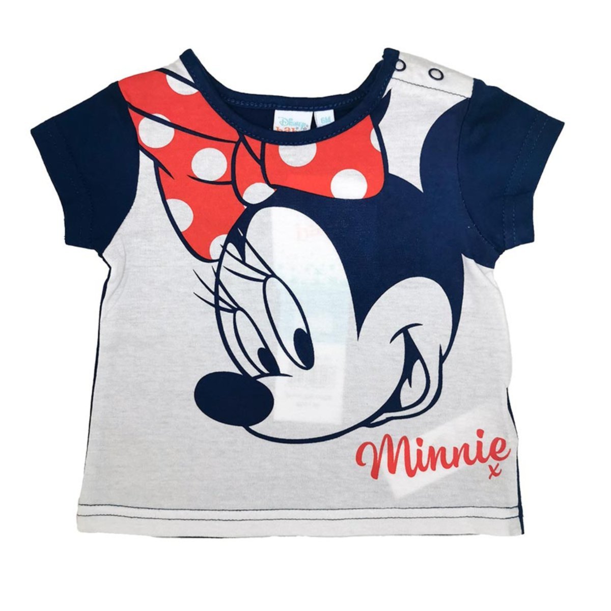 Koszulka dziewczęca Disney Minnie Mouse bawełniana biało granatowa-74