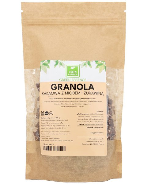 Granola kakaowa z miodem i żurawiną 250 g - Green Essence