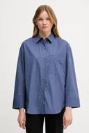 Koszule damskie - Tommy Hilfiger koszula bawełniana damska kolor granatowy relaxed z kołnierzykiem klasycznym WW0WW45892 - miniaturka - grafika 1