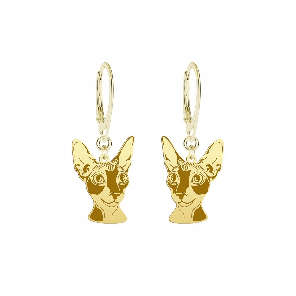 Kolczyki Złote Kot Cornish Rex 925 Biżuteria Prezent Kobieta GRAWER GRATIS