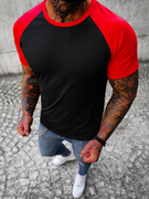 Koszulki męskie - T-Shirt męski czarno-czerwony OZONEE JS/8T82/10Z - Ozonee - miniaturka - grafika 1