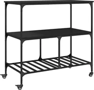 Wózki kuchenne - vidaXL Wózek kuchenny czarny 100x50x95 cm materiał drewnopochodny - miniaturka - grafika 1