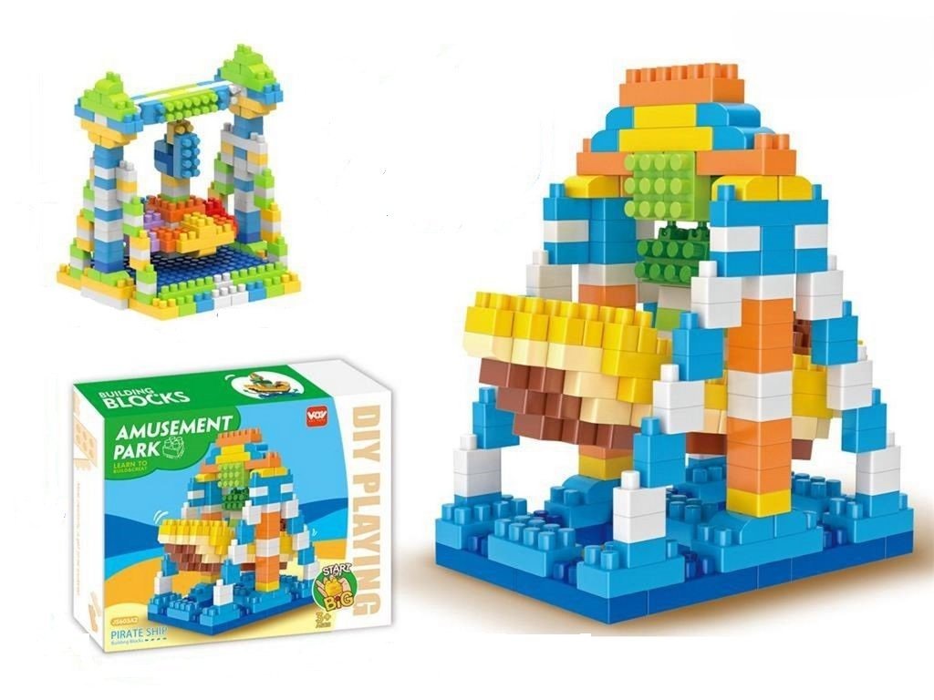 KLOCKI KONSTRUKCYJNE WESOŁE MIASTECZKO PIRACKI OKRĘT – ZESTAW DIY 230 ELEMENTÓW