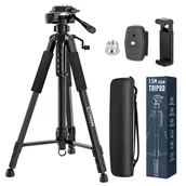 Multimetry - CIGMAN CTP01 1 5m/59inch Laser Level Tripod with 3-Way Swivel Pan Head and Phone Holder Quick Release Plate with 1/4" Screw M - miniaturka - grafika 1