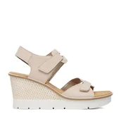 Sandały damskie - Sandały Rieker 68556-31 Beżowy - miniaturka - grafika 1