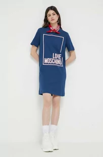 Love Moschino sukienka bawełniana kolor granatowy mini prosta - Sukienki - miniaturka - grafika 1
